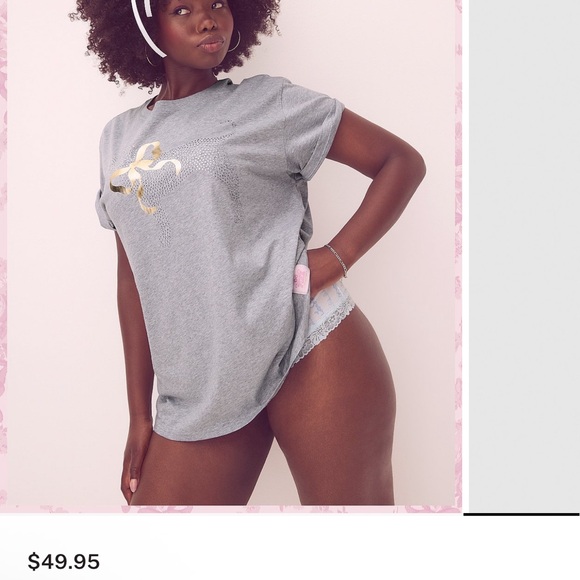 PINK Victoria's Secret Gray Tee with Dog Design - Picture 3 of 8